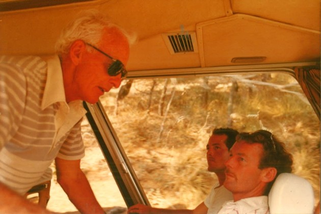 Jim paid for a bus trip around Sardinia, which basically became a pub crawl. Here he is discussing something he wants done to the boat and Allan Prior is doing his absolute best to understand what he is saying without looking totally wasted.
